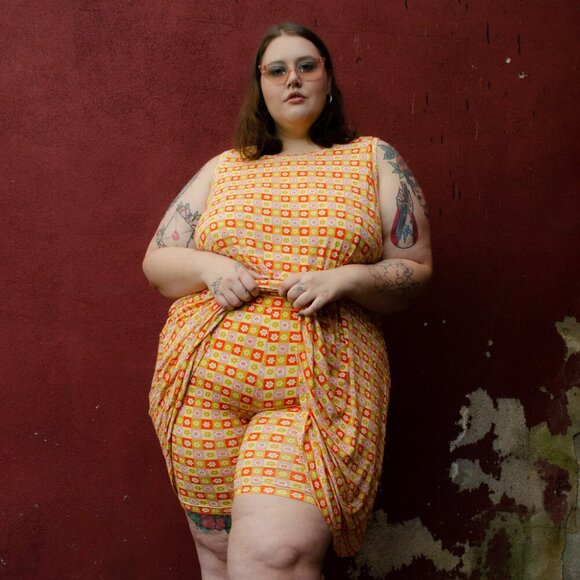 Dress and Bike Shorts Set - Floral Gingham Size 10/12 (Large) Tamara Malas - Picture 1 of 10